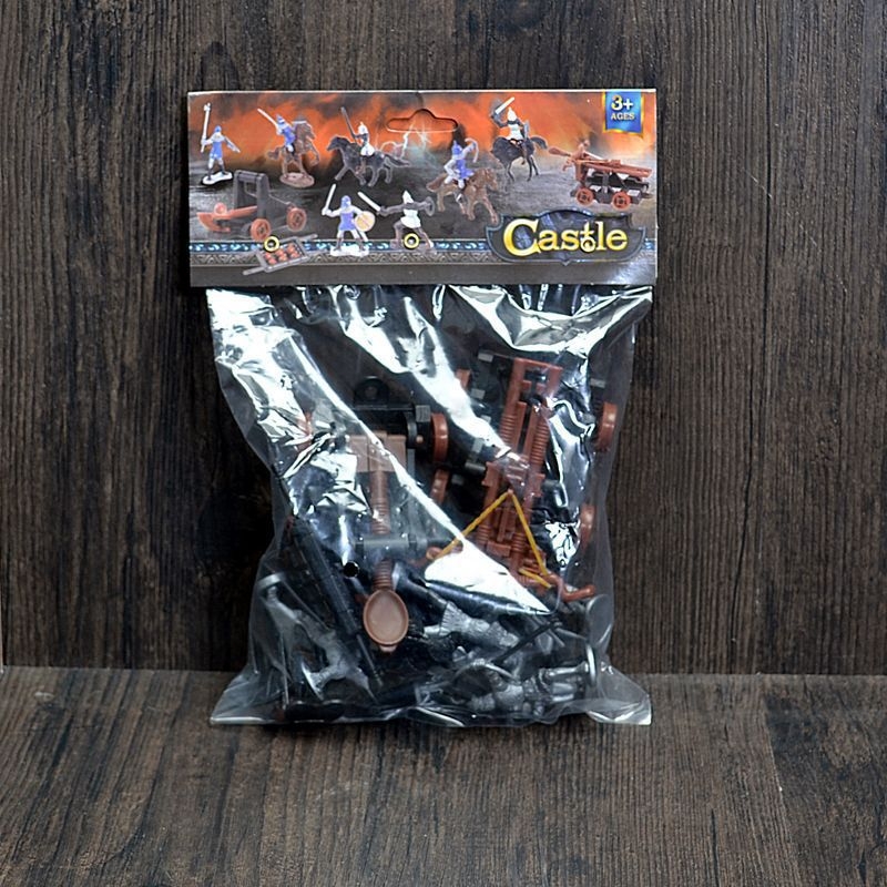 Viduramžių pilis, senovės kareivis, karas, piktadarys, surinktas „Stickman“ modelio rinkinys, vaikų žaislai vyrams