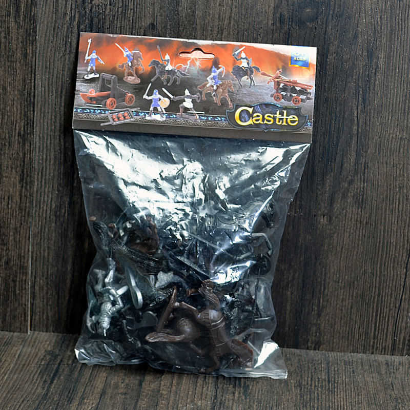 Viduramžių pilis, senovės kareivis, karas, piktadarys, surinktas „Stickman“ modelio rinkinys, vaikų žaislai vyrams