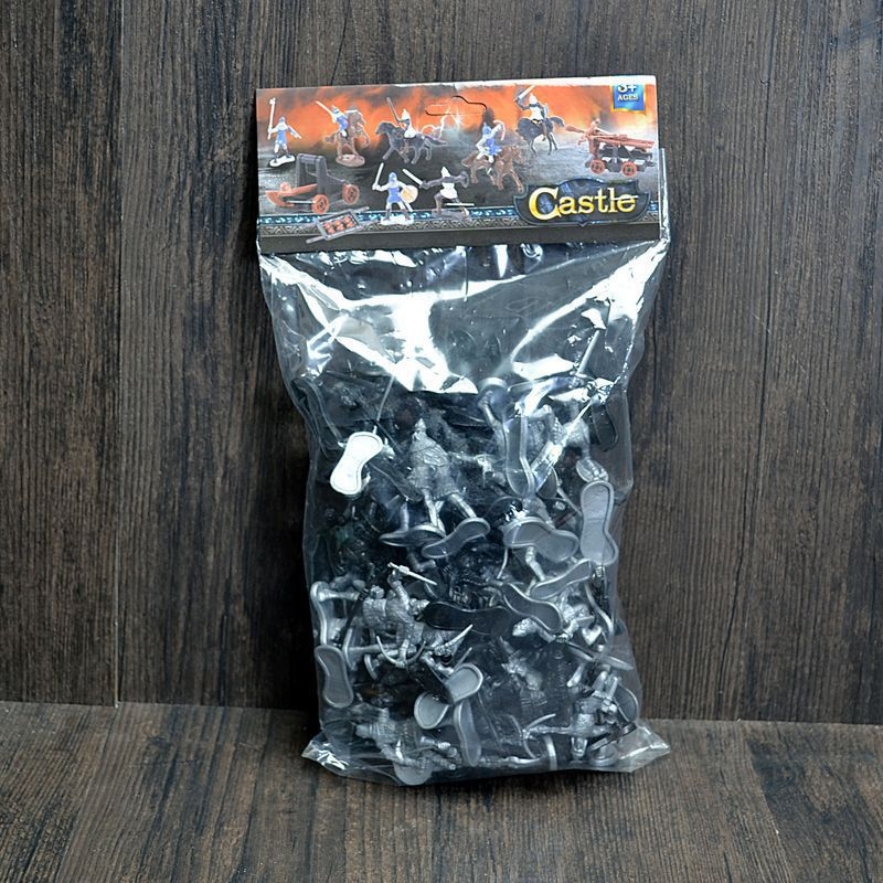 Viduramžių pilis, senovės kareivis, karas, piktadarys, surinktas „Stickman“ modelio rinkinys, vaikų žaislai vyrams