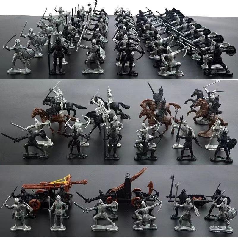 Viduramžių pilis, senovės kareivis, karas, piktadarys, surinktas „Stickman“ modelio rinkinys, vaikų žaislai vyrams