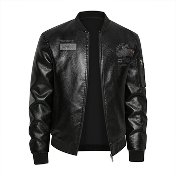 Väliskaubandus 2025. aasta kevad- ja sügismootorratta mantel teismeliste meeste vertikaalse kraega PU-jakk tuulekindel soe vabaaja nahast meestele