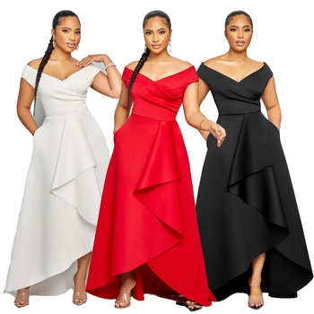 S10629 Ευρωπαϊκό και Αμερικανικό Σέξι Φόρεμα με Φούστα, Λεπτό και Άσπρο, σε Λευκό Χρώμα, με έναν ώμο και αμάνικο, σε φαρδιά γραμμή