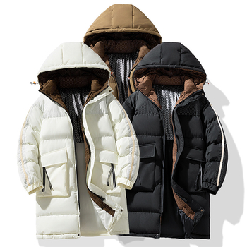 Ανδρικό χειμερινό μπουφάν μεσαίου μήκους, με επένδυση από βαμβάκι, νέο, παχύρρευστο, ζεστό, θερμαινόμενο, γραφένιο, ανθεκτικό στο κρύο, μπουφάν με κουκούλα και επένδυση από βαμβάκι