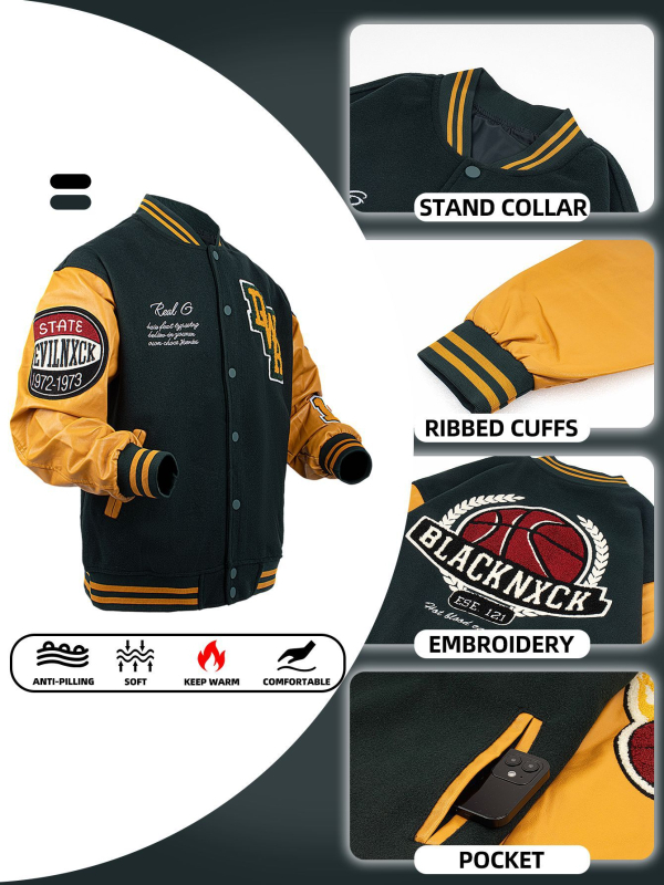 Ευρωπαϊκό και Αμερικανικό Μπέιζμπολ Μπουφάν Plus-Size για Άνδρες, Μοντέρνα Μάρκα Άνοιξης και Φθινοπώρου, Χαλαρά Ευέλικτα Ρούχα, Ins Cool Casual Μπουφάν