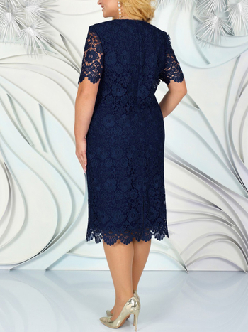 Naiste piiriülene kevad- ja suvine pluss-suuruses kleit, vees lahustuv tikitud pitsist kitsas pliiatsseelik, valge peokleit