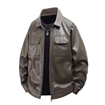 „Lei Jun“ to paties stiliaus didelių dydžių, madingų firminių PU odinių striukių vyriška, aukštos klasės pavasario ir rudens korėjietiško stiliaus odinė striukė su atvartu