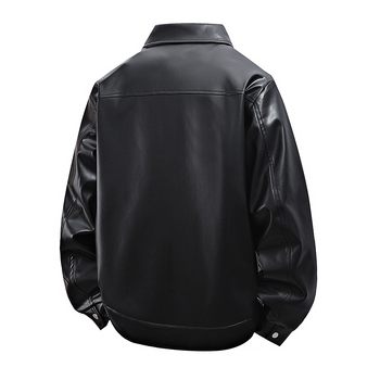 „Lei Jun“ to paties stiliaus didelių dydžių, madingų firminių PU odinių striukių vyriška, aukštos klasės pavasario ir rudens korėjietiško stiliaus odinė striukė su atvartu