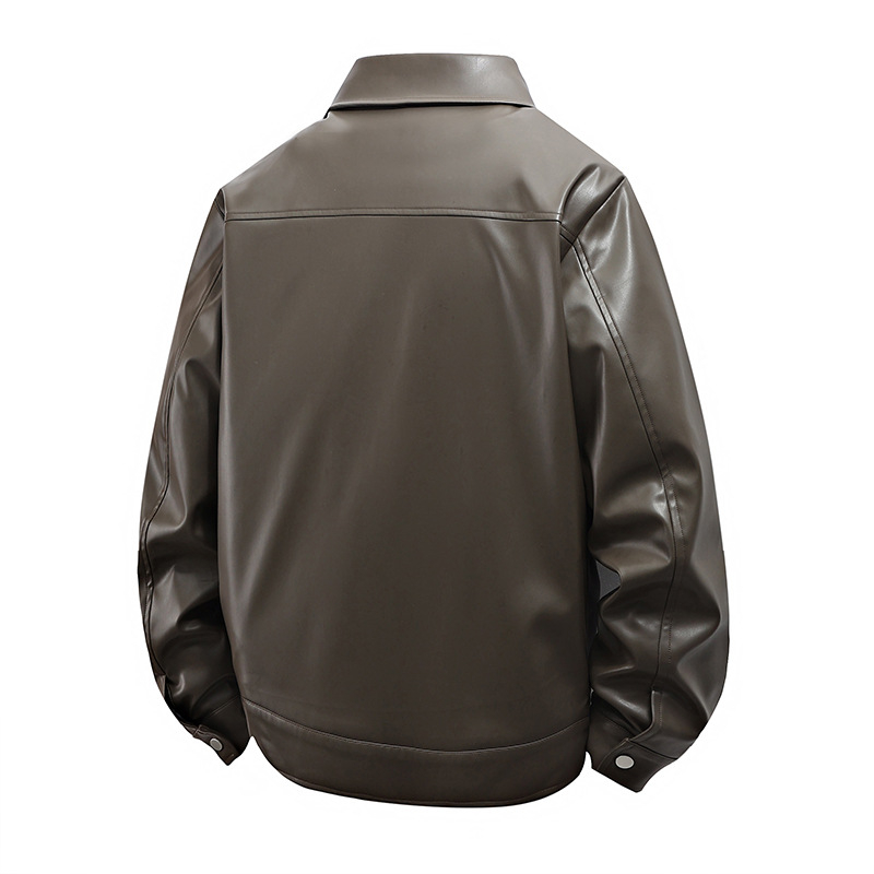 „Lei Jun“ to paties stiliaus didelių dydžių, madingų firminių PU odinių striukių vyriška, aukštos klasės pavasario ir rudens korėjietiško stiliaus odinė striukė su atvartu