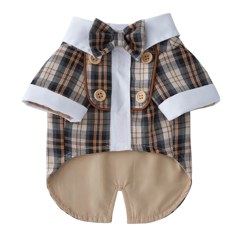 Есенни дрехи за кучета с плюшено мече, нови, с вратовръзка от полиестер, за домашни любимци, малка рокля