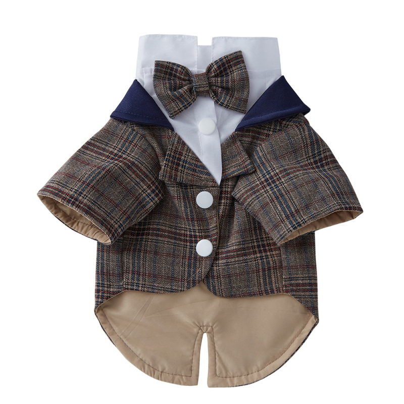 Есенни дрехи за кучета с плюшено мече, нови, с вратовръзка от полиестер, за домашни любимци, малка рокля