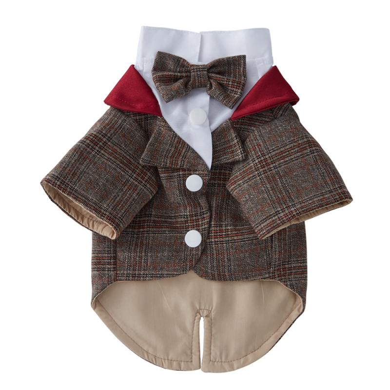 Есенни дрехи за кучета с плюшено мече, нови, с вратовръзка от полиестер, за домашни любимци, малка рокля