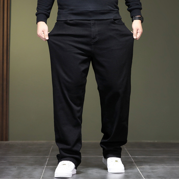 Високо еластични пролетни и есенни plus size тънки прави дънки за мъже plus size големи еластични дълги панталони за младежи