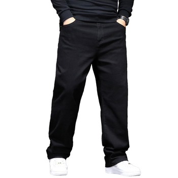 Високо еластични пролетни и есенни plus size тънки прави дънки за мъже plus size големи еластични дълги панталони за младежи