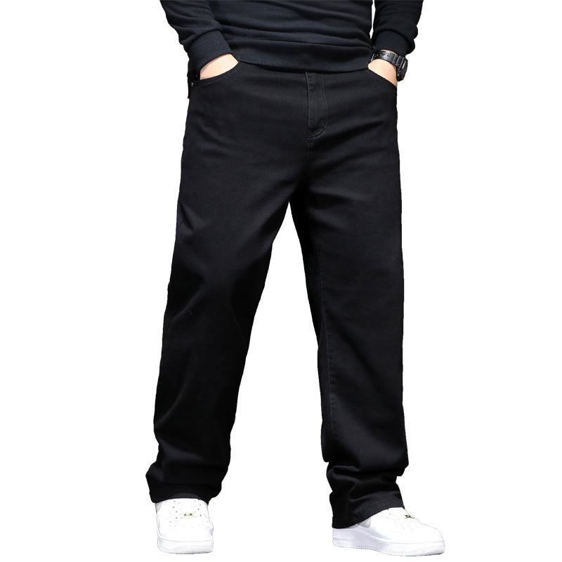 Meeste pluss-suuruses kitsad sirged teksad, elastsed kevad- ja sügispüksid, noortele, elastsed pikad püksid