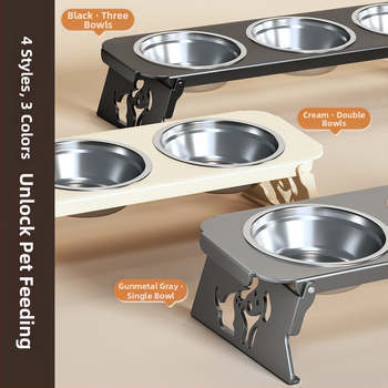 Μπολ για κατοικίδια από ανοξείδωτο ατσάλι, διπλό μπολ, πτυσσόμενο μπολ τροφής για μικρά σκυλιά, ειδικό μπολ με ενισχυμένη προστασία λαιμού για την αποφυγή ανατροπής του μπολ νερού για γάτες