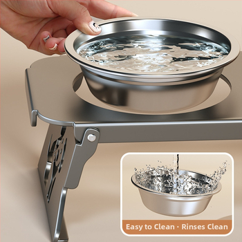 Μπολ για κατοικίδια από ανοξείδωτο ατσάλι, διπλό μπολ, πτυσσόμενο μπολ τροφής για μικρά σκυλιά, ειδικό μπολ με ενισχυμένη προστασία λαιμού για την αποφυγή ανατροπής του μπολ νερού για γάτες