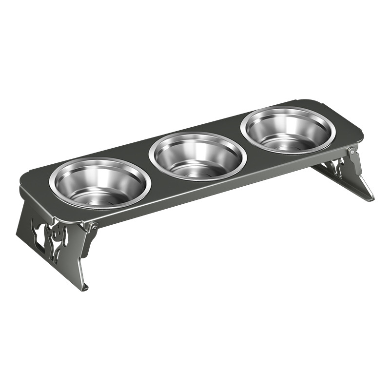 Roostevabast terasest lemmikloomakauss, topeltkauss, kokkupandav väike koeratoidukauss, spetsiaalne kauss kõrgendatud kaelakaitsega, et vältida ümberminekut, kassi veekauss