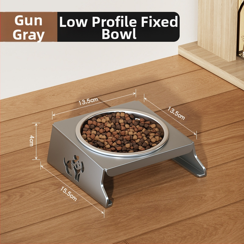 Roostevabast terasest lemmikloomakauss, topeltkauss, kokkupandav väike koeratoidukauss, spetsiaalne kauss kõrgendatud kaelakaitsega, et vältida ümberminekut, kassi veekauss