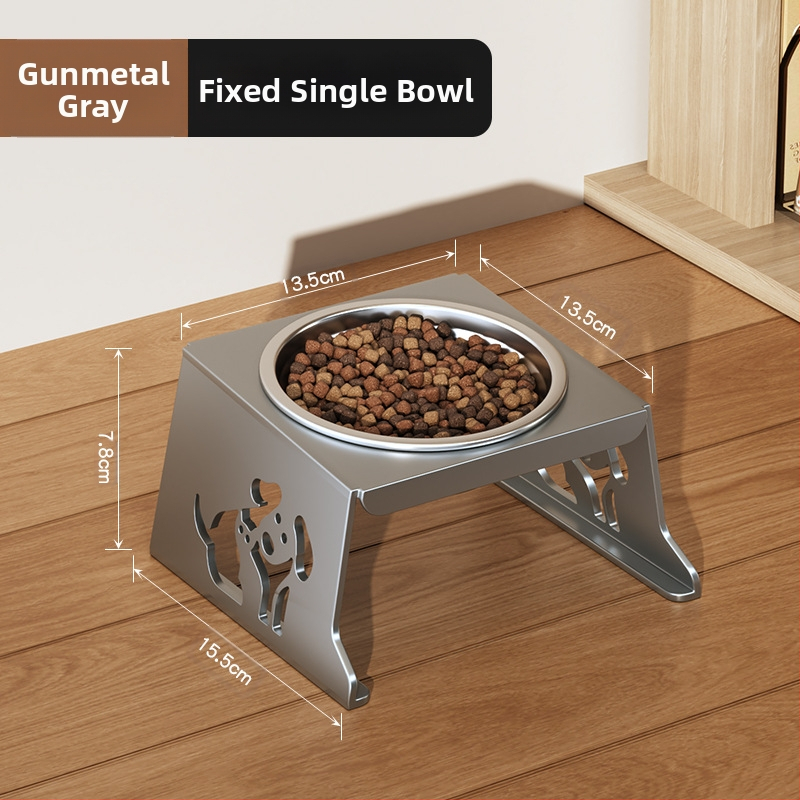 Roostevabast terasest lemmikloomakauss, topeltkauss, kokkupandav väike koeratoidukauss, spetsiaalne kauss kõrgendatud kaelakaitsega, et vältida ümberminekut, kassi veekauss