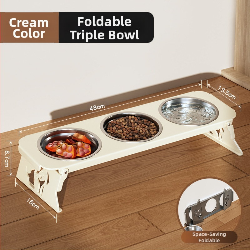 Roostevabast terasest lemmikloomakauss, topeltkauss, kokkupandav väike koeratoidukauss, spetsiaalne kauss kõrgendatud kaelakaitsega, et vältida ümberminekut, kassi veekauss