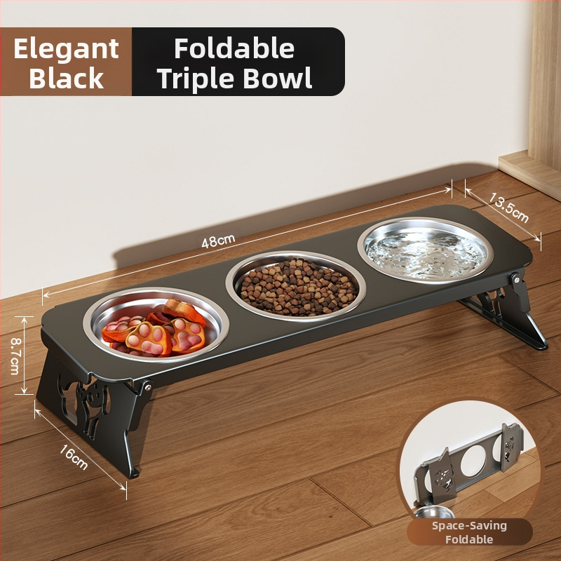 Roostevabast terasest lemmikloomakauss, topeltkauss, kokkupandav väike koeratoidukauss, spetsiaalne kauss kõrgendatud kaelakaitsega, et vältida ümberminekut, kassi veekauss