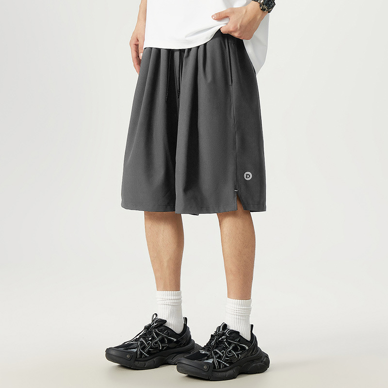 American High Street nehézsúlyú, rugalmas derekú, lezser férfi rövidnadrág, divatos, márkás, laza, egyenes, ötpontos szabású nadrág