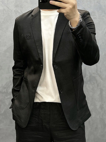 2024. aasta suvine uus meeste kerge luksuslik võrgust pealisriietus, äriline vabaaja lihtne ühevärviline õhukese lõikega ülikond