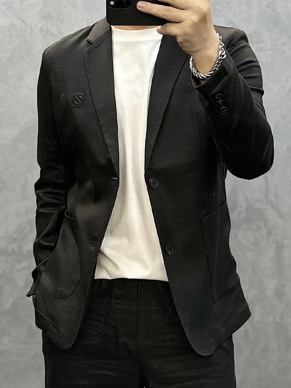 2024. aasta suvine uus meeste kerge luksuslik võrgust pealisriietus, äriline vabaaja lihtne ühevärviline õhukese lõikega ülikond