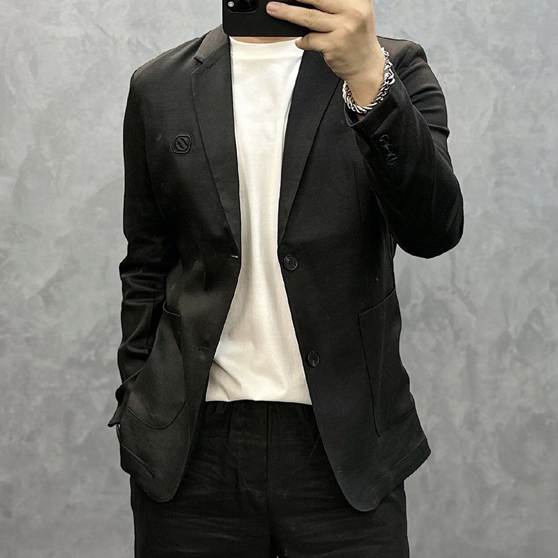 2024. aasta suvine uus meeste kerge luksuslik võrgust pealisriietus, äriline vabaaja lihtne ühevärviline õhukese lõikega ülikond