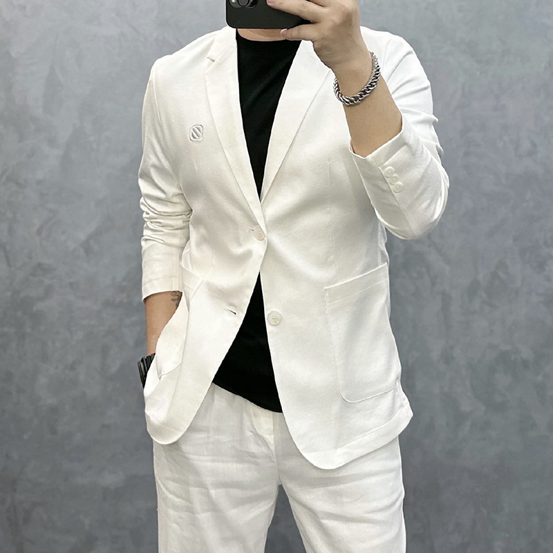 2024. aasta suvine uus meeste kerge luksuslik võrgust pealisriietus, äriline vabaaja lihtne ühevärviline õhukese lõikega ülikond