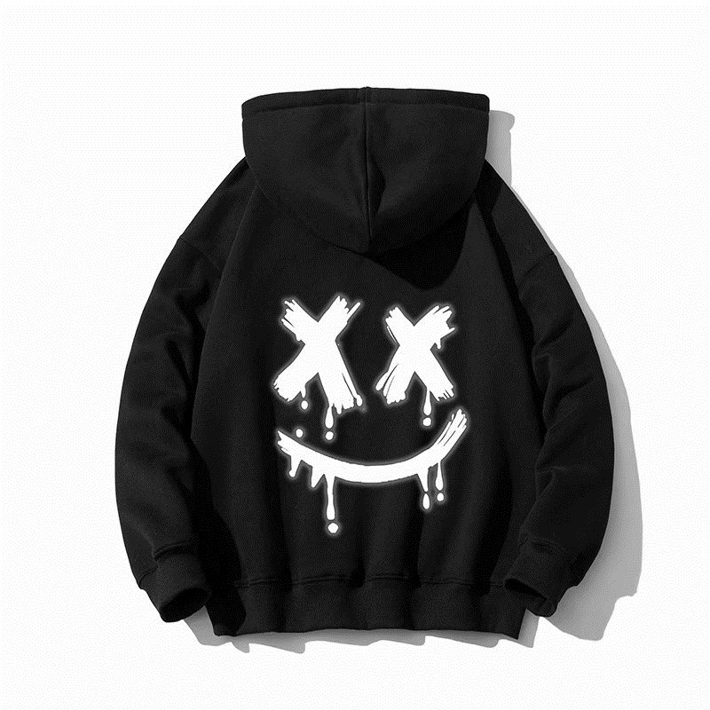 Smiley dressipluus meestele sügis-talvisele uuele kapuutsiga fliisvoodriga rõivastele trendikas lahtine vabaaja paaridele mõeldud pulloverjakk