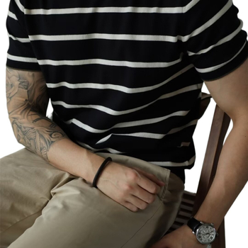 Νέο ανδρικό πλεκτό μπλουζάκι με στρογγυλή λαιμόκοψη και κοντομάνικο ριγέ, casual, μοντέρνο, χαλαρό πουκάμισο για όλες τις χρήσεις, για το καλοκαίρι του 2024