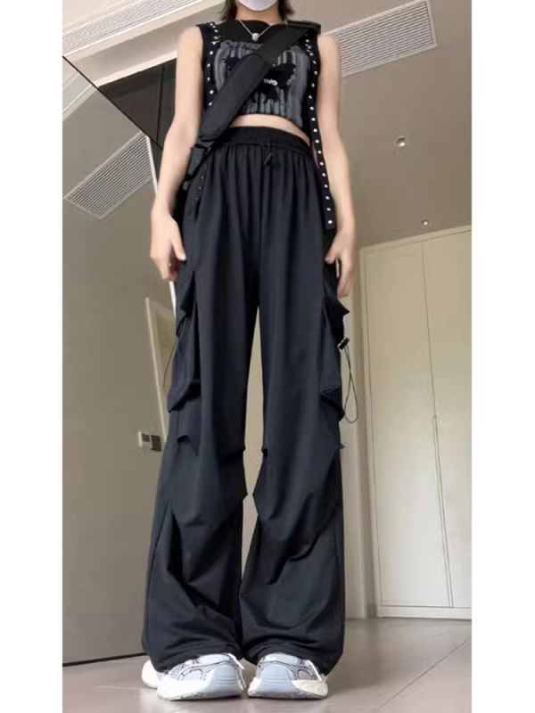 Mustad kombinesoonid naissoost keskkooliõpilastele kevad 2025 uued lühikesed lahedad ninakad laiad kiirelt kuivavad Ameerika spordipüksid