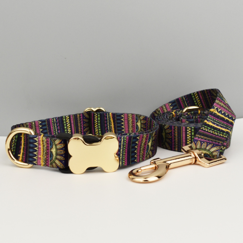 Etnilise stiili paelaga luupandlaga trükitud lemmiklooma kaelarihm armas koerakaelarihm õues koertele jalutamiseks koera kaelarihm koerarõngas koerakett
