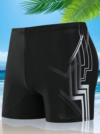 Hulgimüük Moodsad trükitud veekindlad ujumispüksid, Moodsad pluss-suuruses kuumaveeallikaga meeste ujumisriided, Viiepunktilised bokserid meeste ujumispüksid