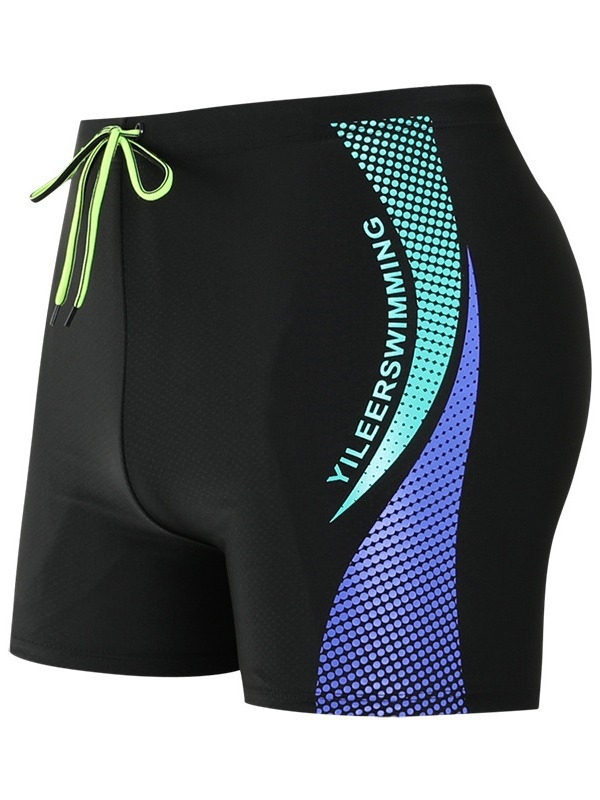 Hulgimüük Moodsad trükitud veekindlad ujumispüksid, Moodsad pluss-suuruses kuumaveeallikaga meeste ujumisriided, Viiepunktilised bokserid meeste ujumispüksid