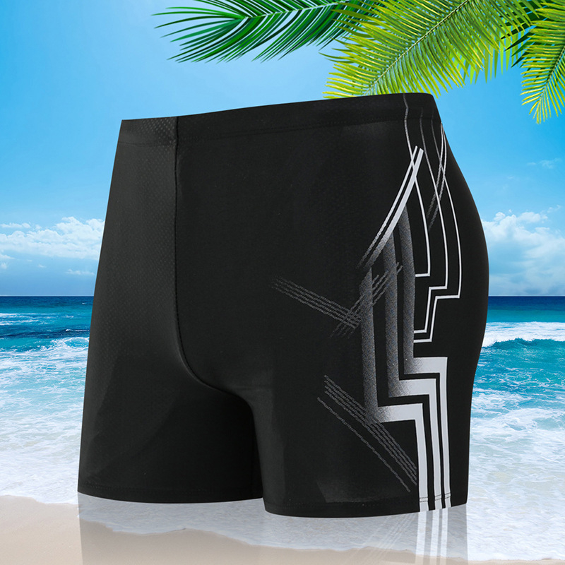 Hulgimüük Moodsad trükitud veekindlad ujumispüksid, Moodsad pluss-suuruses kuumaveeallikaga meeste ujumisriided, Viiepunktilised bokserid meeste ujumispüksid