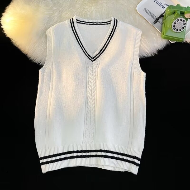 V-kaelusega villane vest, kampsunvest, pehme vahaga universaalne vest, õpilasvest, koolivormi vest, JK vormiriietus, kootud vest