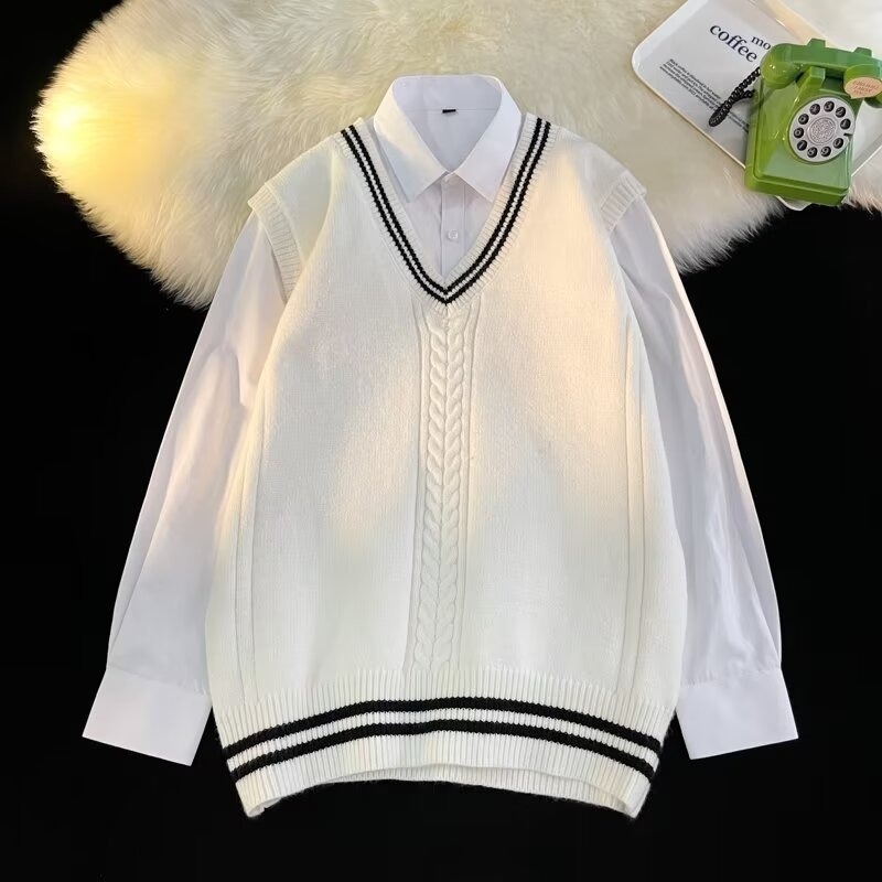 V-kaelusega villane vest, kampsunvest, pehme vahaga universaalne vest, õpilasvest, koolivormi vest, JK vormiriietus, kootud vest