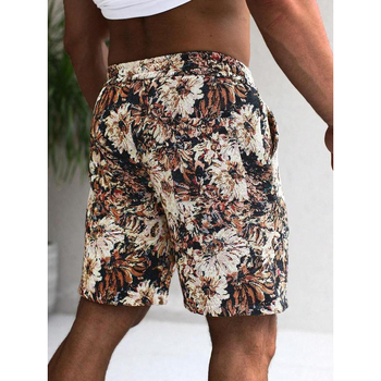 Ανδρικό σορτς Cross-Border με φλοράλ print και κορδόνι στη μέση