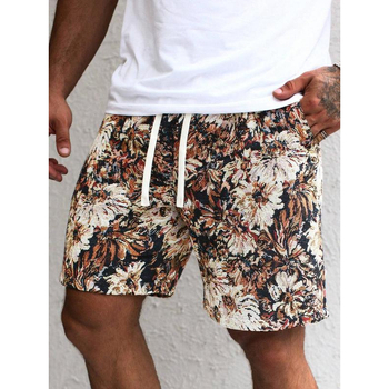 Ανδρικό σορτς Cross-Border με φλοράλ print και κορδόνι στη μέση