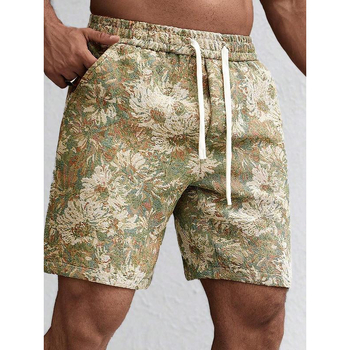 Ανδρικό σορτς Cross-Border με φλοράλ print και κορδόνι στη μέση