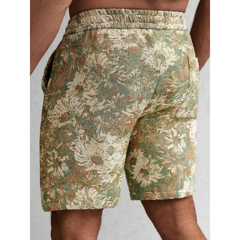 Ανδρικό σορτς Cross-Border με φλοράλ print και κορδόνι στη μέση
