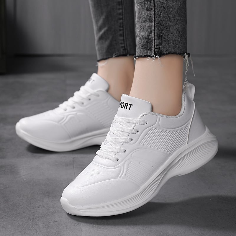 Pantofi sport pentru femei, pantofi albi, pantofi sport casual impermeabili din piele pentru femei, talpă moale, pantofi rezistenți la uzură, ultra-ușori și confortabili