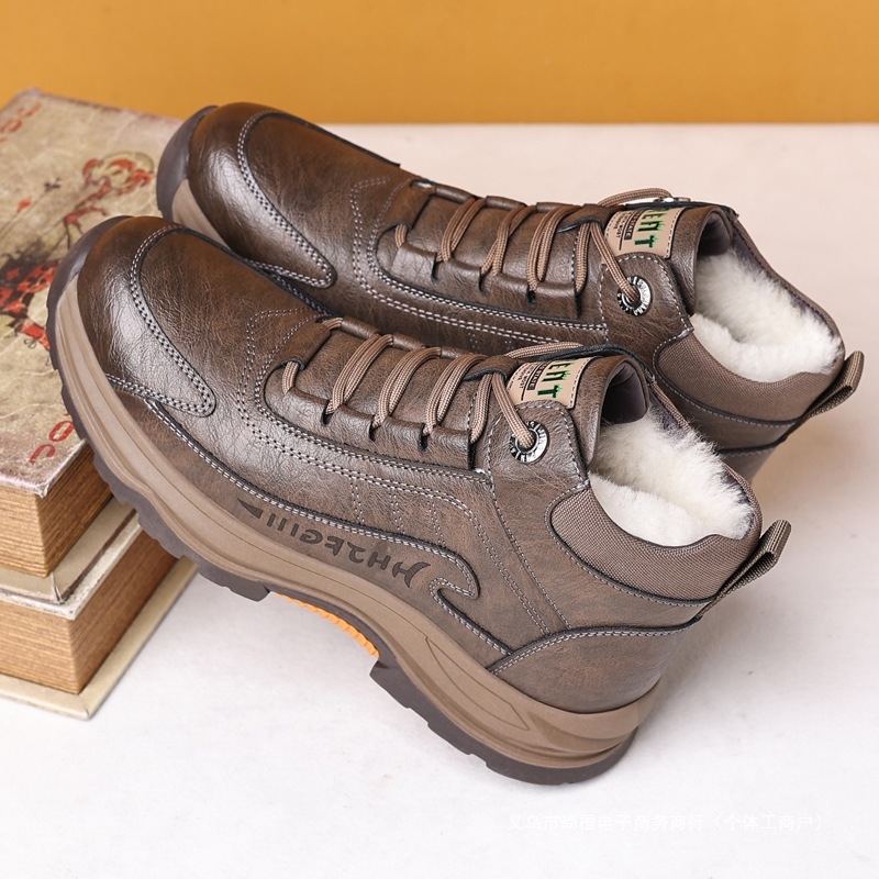 2024 m. žiemos nauji vyriški alpinizmo lauko sniego batai, vyriški, vilnoniai, šilti, aukštakulniai, medvilniniai, odiniai batai, laisvalaikio batai 8577