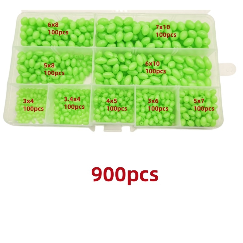 400/900 vienetų masalas alyvuogių spalvos karoliukai fluorescencinė naktinė lemputė plastikinis žuvų masalo karoliukų kostiumas su apsaugos nuo susidūrimo karoliukais