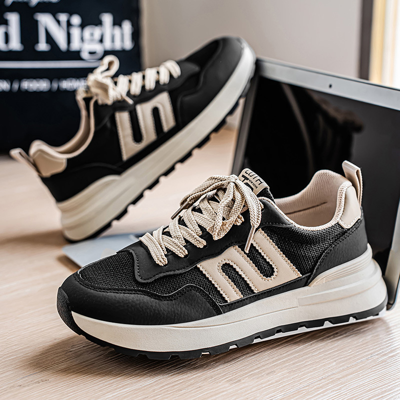 Meeste kingad 2025. aasta uued suvised võrgust hingavad mitmekülgsed vabaaja spordijalatsid meeste jooksmiseks mõeldud paksu tallaga õpilas-isa kingad