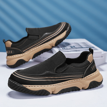 Vīriešu apavi Vasaras jaunā 2025. gada modes audekla apavi Tīkla elpojoši pret smaku uzvelkami uzvelkami ikdienas apavi āra lietošanai
