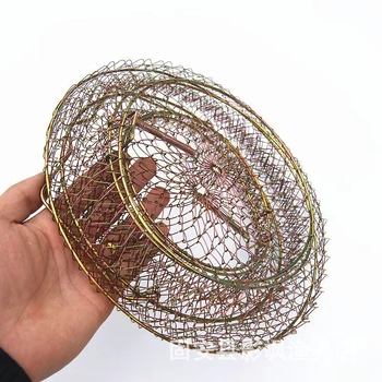 Търговия на едро с поцинкована желязна анти-висяща сгъваема кошница за риба, чанта за риба, мрежа за риболов, скариди, раци, кошница за риба