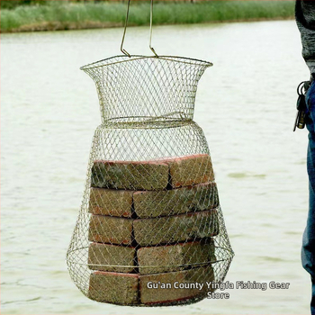 Търговия на едро с поцинкована желязна анти-висяща сгъваема кошница за риба, чанта за риба, мрежа за риболов, скариди, раци, кошница за риба